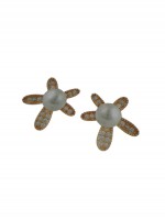 Σκουλαρίκι ασήμι 925 γυναικείο Gold Pearl flower