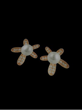 Σκουλαρίκι ασήμι 925 γυναικείο Gold Pearl flower