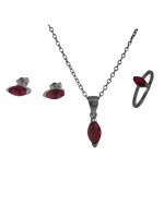 Σετ ασήμι 925 γυναικείο Oval Red Diamond