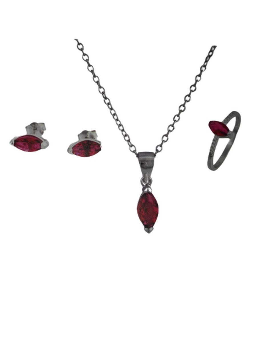 Σετ ασήμι 925 γυναικείο Oval Red Diamond