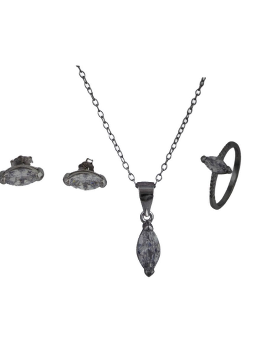 Σετ ασήμι 925 γυναικείο Oval White Diamond