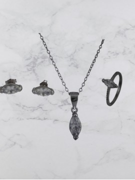 Σετ ασήμι 925 γυναικείο Oval White Diamond