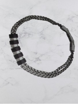Ανδρικό  ατσάλινο βραχιόλι silver and black