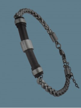 Ανδρικό ατσάλινο βραχιόλι silver black tubing