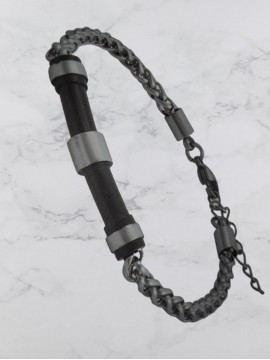 Ανδρικό ατσάλινο βραχιόλι silver black tubing