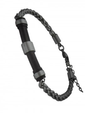 Ανδρικό ατσάλινο βραχιόλι silver black tubing