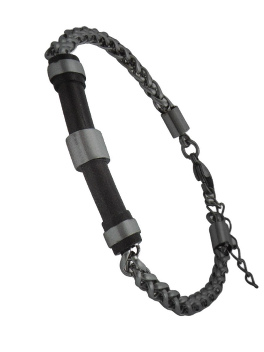 Ανδρικό ατσάλινο βραχιόλι silver black tubing