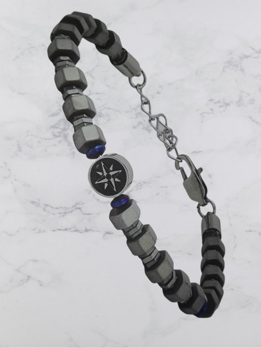 Ανδρικό  ατσάλινο βραχιόλι star silver