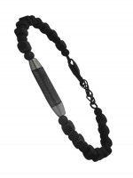 Ανδρικό  ατσάλινο βραχιόλι σωλήνας silver black