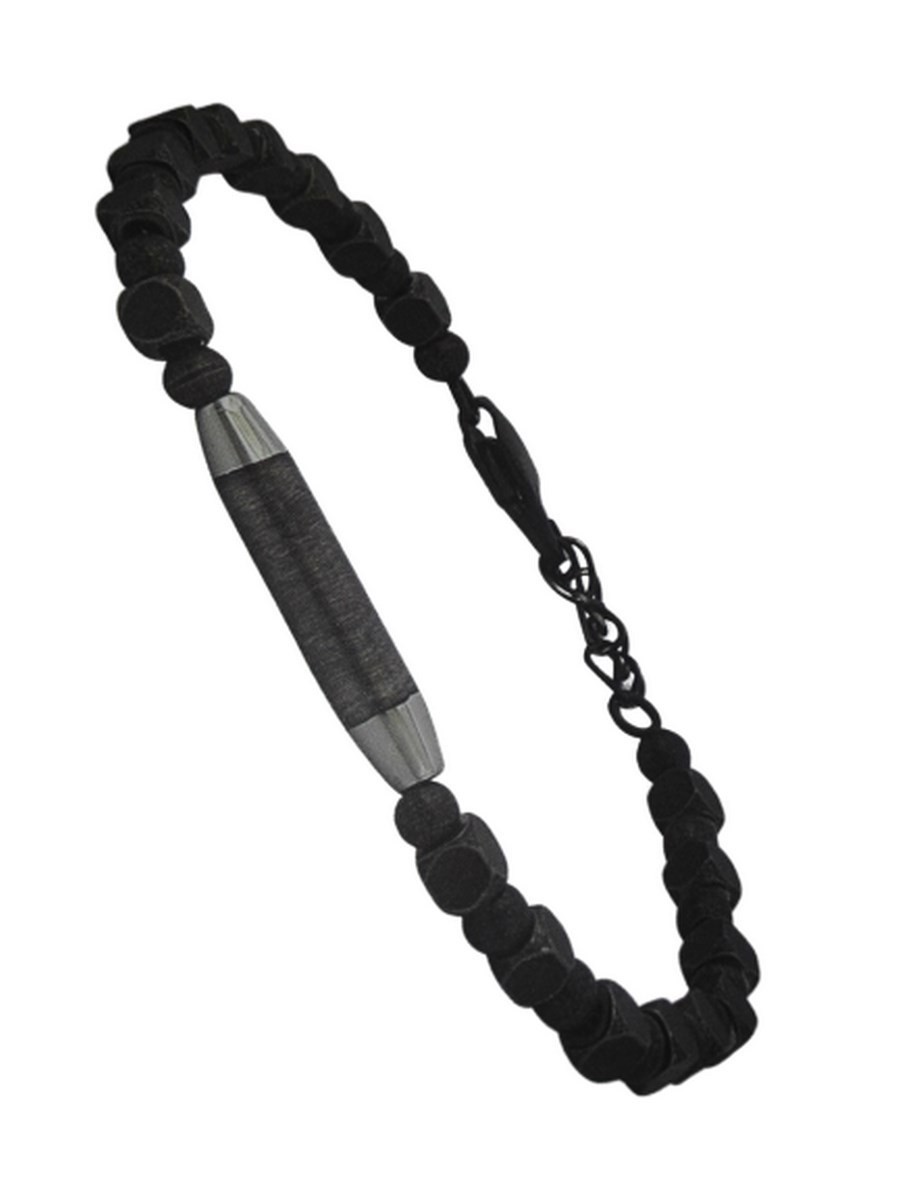 Ανδρικό  ατσάλινο βραχιόλι σωλήνας silver black