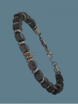 Ανδρικό  ατσάλινο βραχιόλι κύβος silver  gray