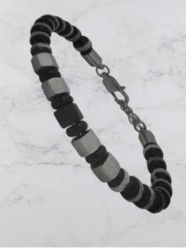 Ανδρικό  ατσάλινο βραχιόλι silver black