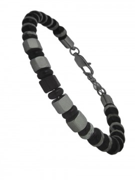 Ανδρικό  ατσάλινο βραχιόλι silver black