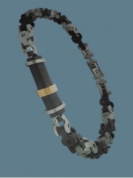 Ανδρικό  ατσάλινο βραχιόλι ρουλεμάν silver black