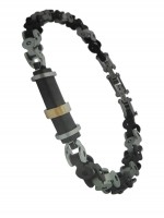 Ανδρικό  ατσάλινο βραχιόλι ρουλεμάν silver black