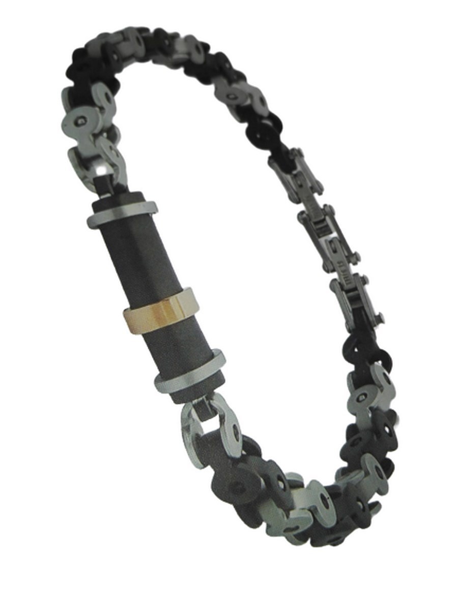 Ανδρικό  ατσάλινο βραχιόλι ρουλεμάν silver black