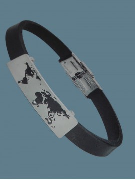 Ανδρικό  ατσάλινο  βραχιόλι  υδρόγειος silver