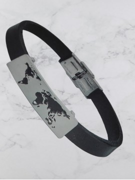 Ανδρικό  ατσάλινο  βραχιόλι  υδρόγειος silver