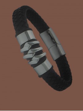 Ανδρικό  ατσάλινο  βραχιόλι  αλυσίδα silver black