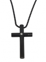 Ανδρικός ατσάλινος σταυρός zircon silver black