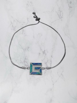Βραχιόλι ασήμι 925 γυναικείο τετράγωνος μαίανδρος blue