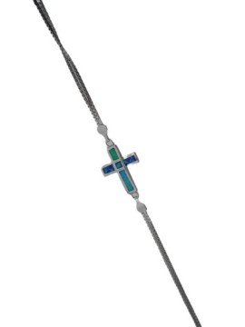 Βραχιόλι ασήμι 925 γυναικείο σταυρός silver blue