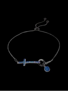 Βραχιόλι ασήμι 925 γυναικείο σταυρός blue