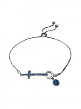 Βραχιόλι ασήμι 925 γυναικείο σταυρός blue