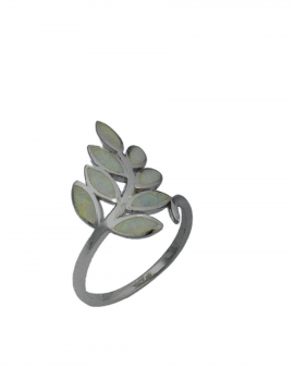 Δαχτυλίδι ασήμι 925 γυναικείο φύλλο άσπρο