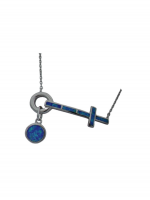 Κολιέ ασήμι 925 γυναικείο σταυρός blue