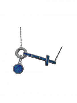 Κολιέ ασήμι 925 γυναικείο σταυρός blue