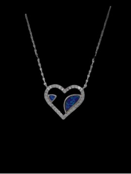 Κολιέ ασήμι 925 γυναικείο καρδιά blue