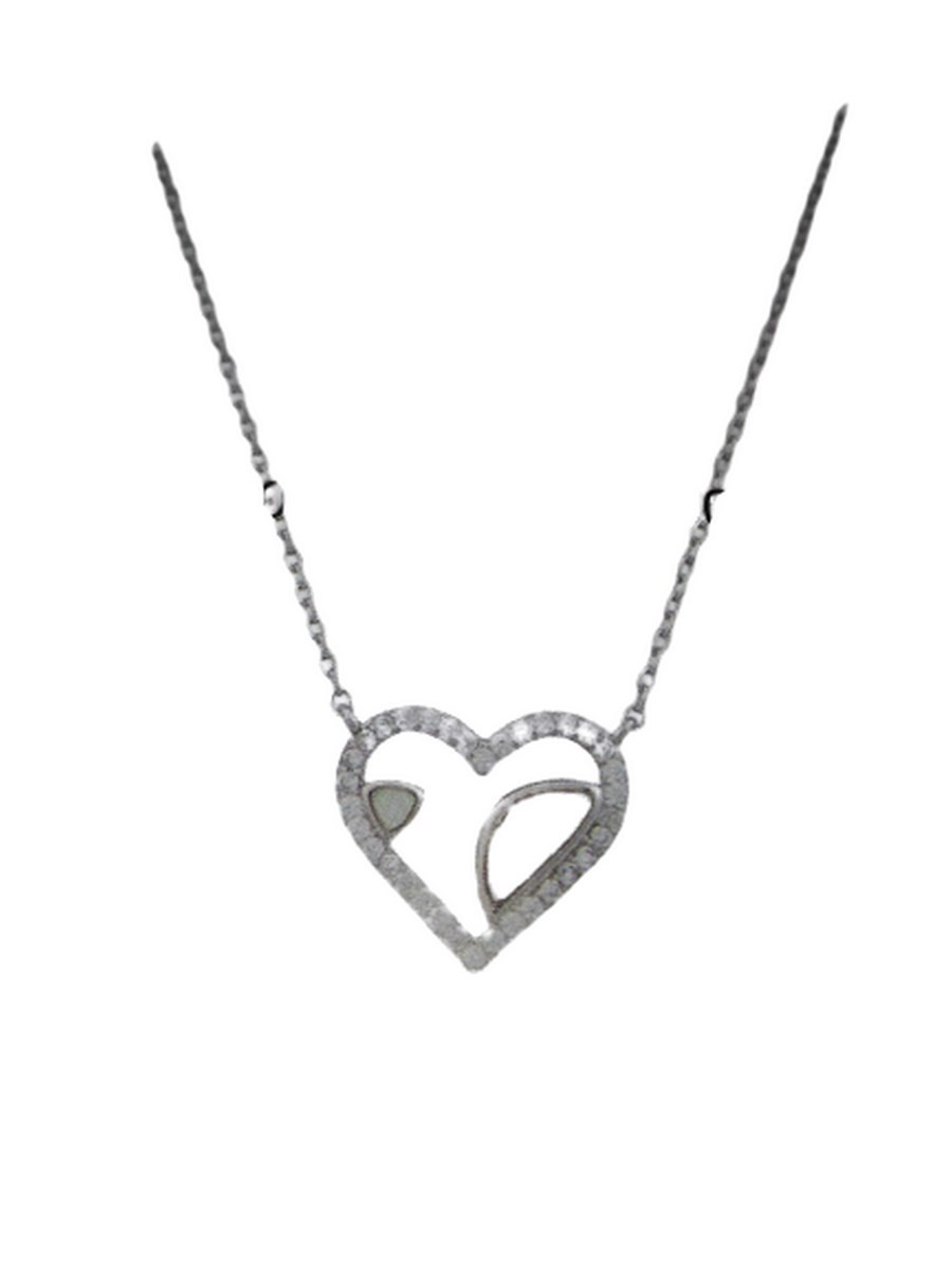 Κολιέ ασήμι 925 γυναικείο καρδιά white