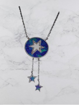 Κολιέ ασήμι 925 γυναικείο αστέρι blue