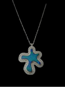 Κολιέ ασήμι 925 γυναικείο splash blue