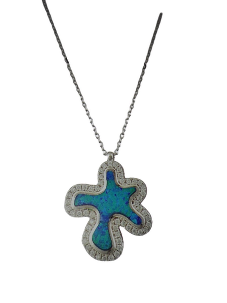 Κολιέ ασήμι 925 γυναικείο splash blue