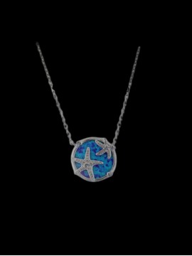 Κολιέ ασήμι 925 γυναικείο στρογγυλός αστερίας blue