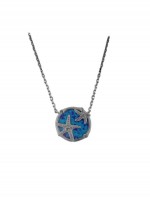 Κολιέ ασήμι 925 γυναικείο στρογγυλός αστερίας blue