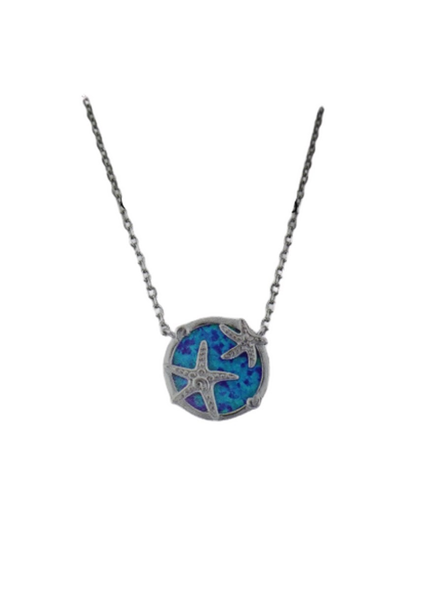 Κολιέ ασήμι 925 γυναικείο στρογγυλός αστερίας blue