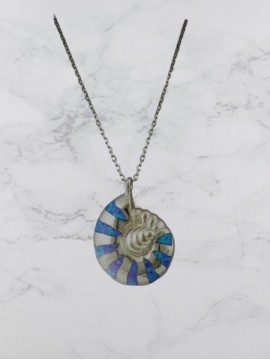 Κολιέ ασήμι 925 γυναικείο θαλάσσιο σαλιγκάρι blue