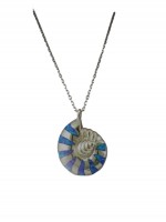 Κολιέ ασήμι 925 γυναικείο θαλάσσιο σαλιγκάρι blue