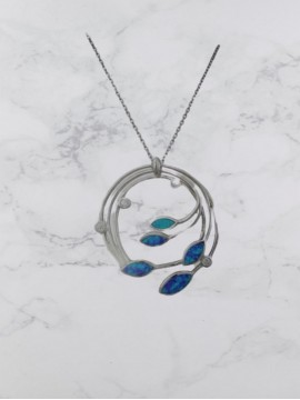 Κολιέ ασήμι 925 γυναικείο στεφάνι blue