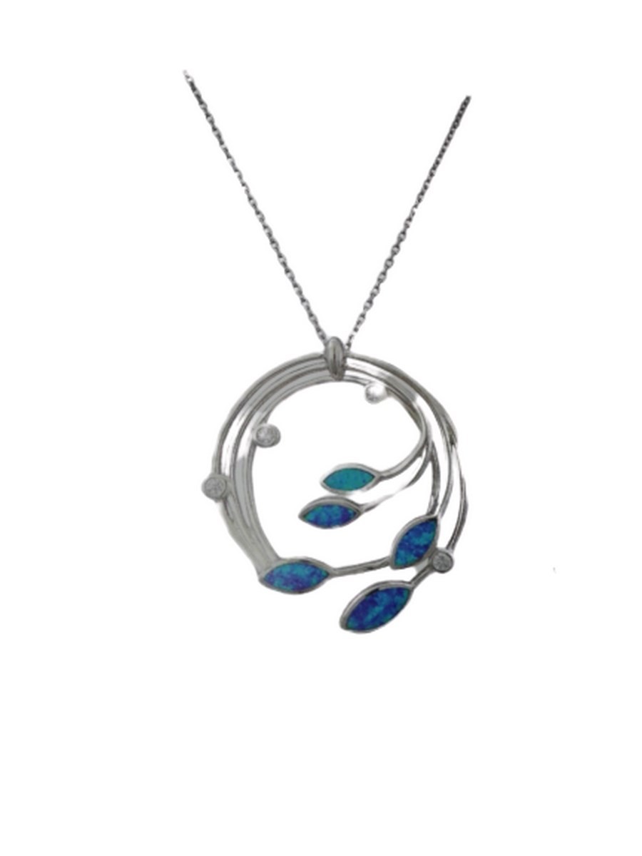 Κολιέ ασήμι 925 γυναικείο στεφάνι blue