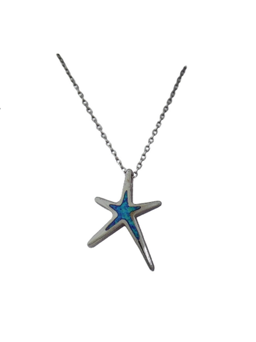 Κολιέ ασήμι 925 γυναικείο αστερίας blue