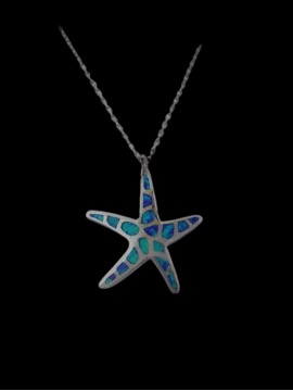 Κολιέ ασήμι 925 γυναικείο αστερίας silver blue
