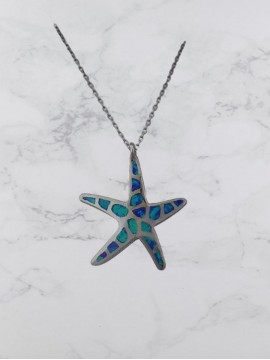 Κολιέ ασήμι 925 γυναικείο αστερίας silver blue