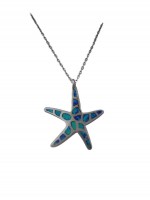 Κολιέ ασήμι 925 γυναικείο αστερίας silver blue