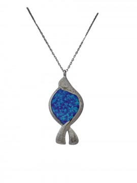 Κολιέ ασήμι 925 γυναικείο ψαράκι silver blue