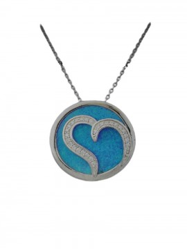 Κολιέ ασήμι 925 γυναικείο καρδιά silver blue