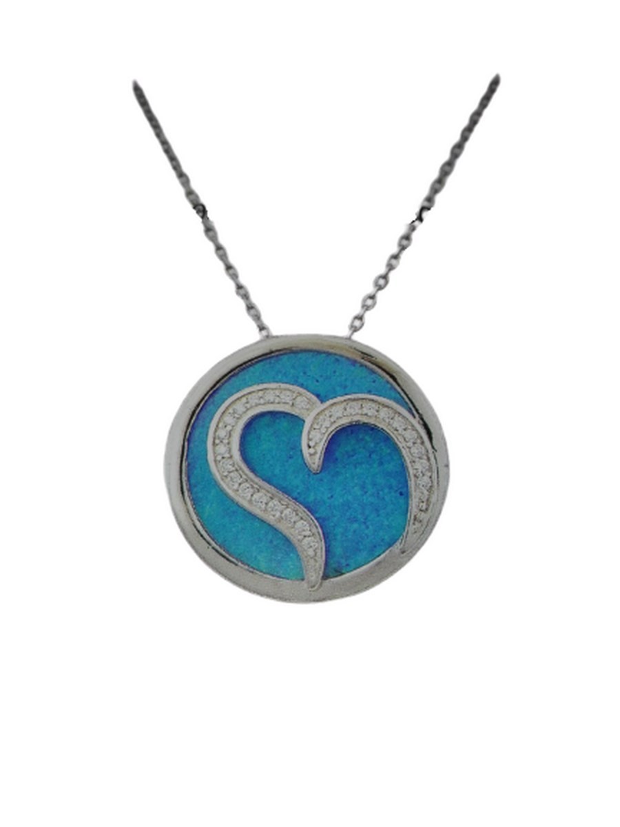 Κολιέ ασήμι 925 γυναικείο καρδιά silver blue